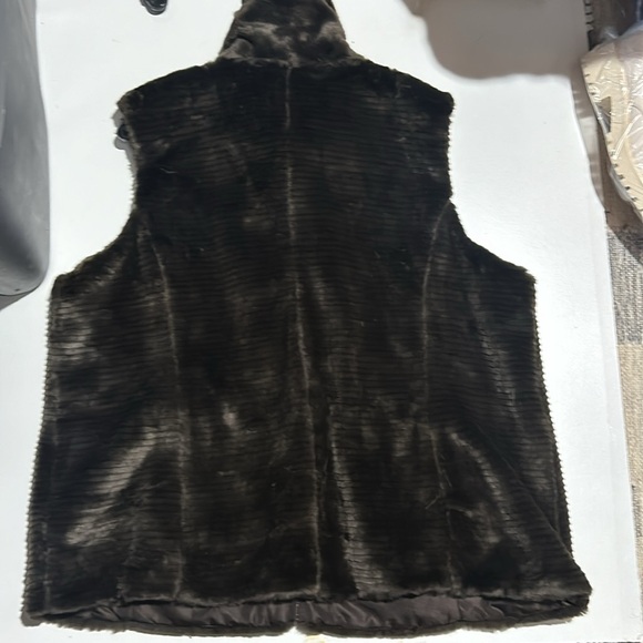 NWT LIZ CLAIBORNE REVERSIBLE FAUX FUR ZIPPER FOUR POCKETS chocolate brown 3x - Picture 10 of 10